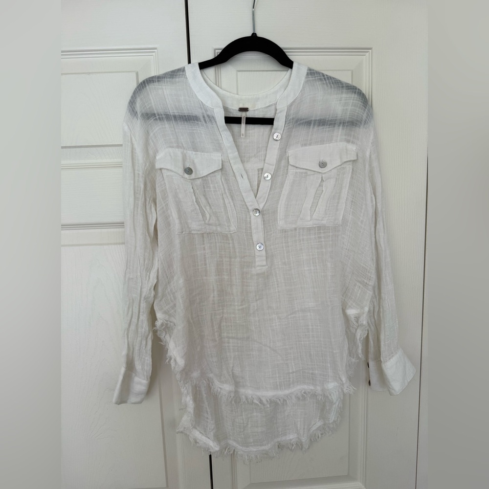 Free People White Fringe Top